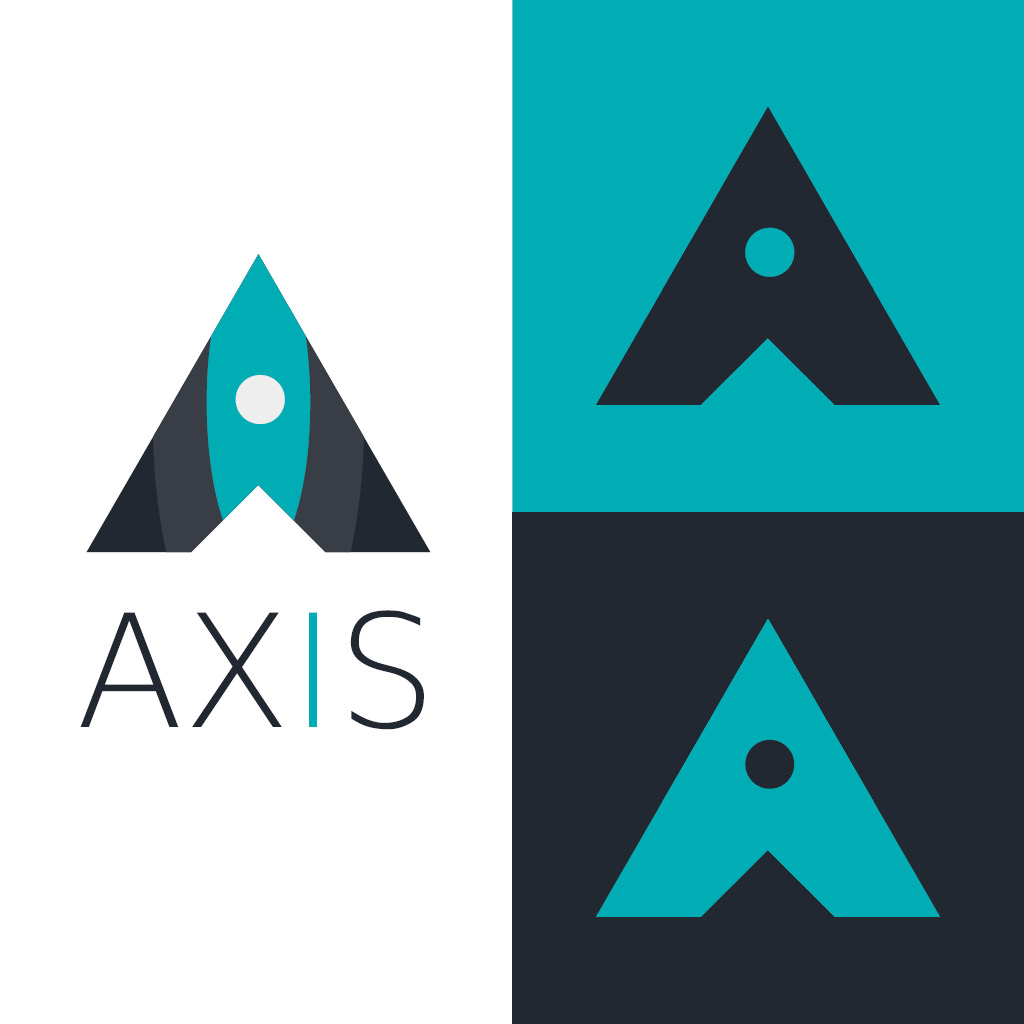 Daily Logo Challenge Day 1, AXIS la fameuse fusée ! Un Initial Logo, formant une fusé avec ses couleurs.