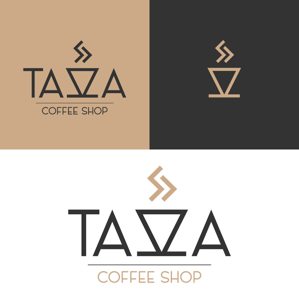 TAZZA, Daily Logo Challenge, Day 6 pour une petite tasse de café, double Z formant une tasse. Couleur détente, plutôt "antique"